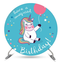 Magisch Einhorn Blau Runden Hintergrund Für Geburtstag