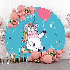 Magisch Einhorn Blau Runden Hintergrund Für Geburtstag