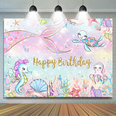 Meerjungfrau Und Benthos Glücklich Geburtstag Hintergrund Für Mädchen