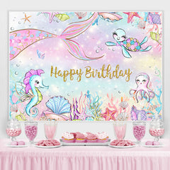 Meerjungfrau Und Benthos Glücklich Geburtstag Hintergrund Für Mädchen