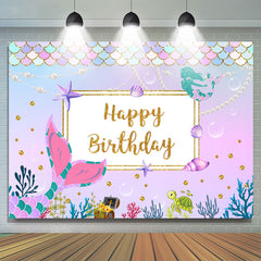 Meerjungfrau Karikatur Lila Geburtstag Party Hintergrund für Mädchen