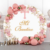 Mi Taufe Blumen Taufe Runden Hintergrund Abdeckung