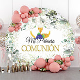 Mi Erste Gemeinschaft Grün Blätter Kreis Taufe Hintergrund