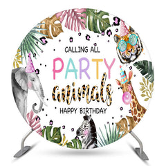 Monstera Tiere Kreis Glücklich Geburtstag Hintergrund