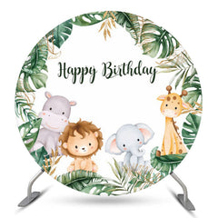 Monstera Wald Tiere Safari Runden Geburtstag Hintergrund