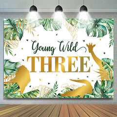 Monstera hinterlässt Safari Tier Hintergrund zum 3. Geburtstag