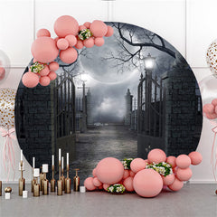 Mond Ziegel Wand Eisen Tor Halloween Kreis Hintergrund