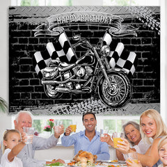 Motorrad Mit Flaggen Glücklich Geburtstag Hintergrund Für Junge