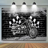 Motorrad Mit Flaggen Glücklich Geburtstag Hintergrund Für Junge