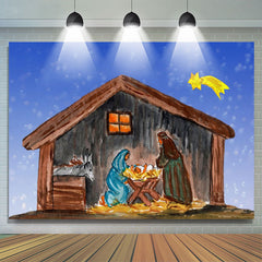 Geburt Krippe Szene Stern Foto Weihnachten Hintergrund