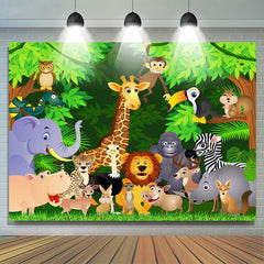 Natur Karikatur Tiere Glücklich Geburtstag Hintergrund Für Kinder