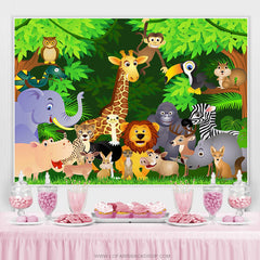 Natur Karikatur Tiere Glücklich Geburtstag Hintergrund Für Kinder