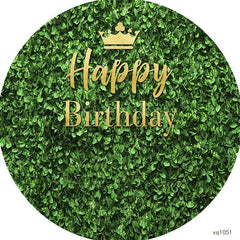 Natur Grün Blätter Runden Gold Glücklich Geburtstag Hintergrund