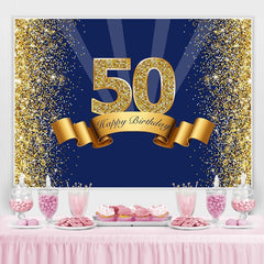 Marine Blau Und Gold Glücklich 50 Geburtstag Party Hintergrund