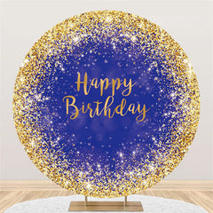 Marine Blau Und Golden Kreis Glücklich Geburtstag Hintergrund
