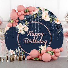Marine Blau Und Licht Rosa Blume Geburtstag Kreis Hintergrund