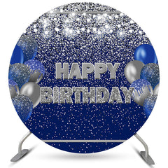 Marine Blau Und Silber Luftballons Kreis Geburtstag Hintergrund