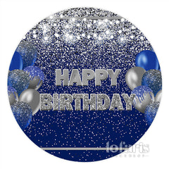 Marine Blau Und Silber Luftballons Kreis Geburtstag Hintergrund