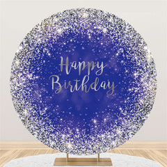 Marine Blau Und Silber Kreis Glücklich Geburtstag Hintergrund