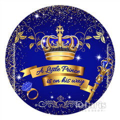 Marine Blau Krone Kreis Baby Dusche Hintergrund Für Junge