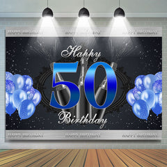 Marine Blau Funkeln Luftballons Glücklich 50 Geburtstag Hintergrund
