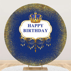 Marine Blau Gold Krone Kreis Glücklich Geburtstag Hintergrund