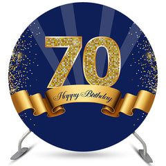 Marine Blau Golden Braun 70 Geburtstag Runden Hintergrund