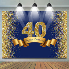Marine Blau Golden Funkeln Glücklich 40 Geburtstag Hintergrund