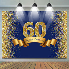 Marine Blau Golden Funkeln Glücklich 60 Geburtstag Hintergrund