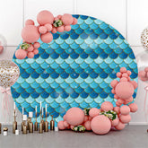 Marine Blau Meerjungfrau Muster Runden Geburtstag Party Hintergrund