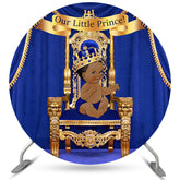 Marine Blau Unser Wenig Prinz Runden Baby Dusche Hintergrund