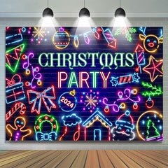 Neon Licht Ziegel Wand Hintergrund Für Weihnachten Party
