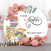 Neu Kapitel Wille Bald Beginnen Runden Babydusche Hintergrund