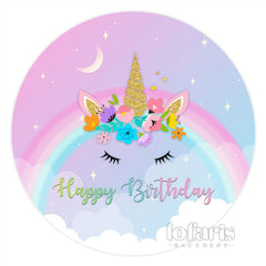 Nachtig Regenbogen Einhorn Kreis Geburtstag Hintergrund