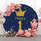 Nachtig Himmel Mit Sterne Kreis Glücklich 1 Geburtstag Hintergrund