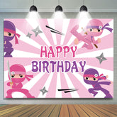 Ninja Rosa und Weiß Happy Birthday Hintergrund für Mädchen