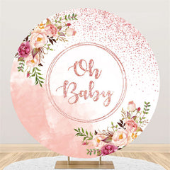 Oh Baby Funkeln Rosa Blume Babydusche Kreis Hintergrund