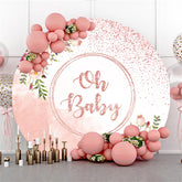 Oh Baby Funkeln Rosa Blume Babydusche Kreis Hintergrund