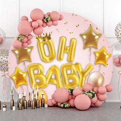 Oh Baby Gold Luftballons Rosa Babydusche Kreis Hintergrund