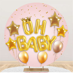 Oh Baby Gold Luftballons Rosa Babydusche Kreis Hintergrund