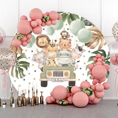 Oh Baby Grün Blatt Luftballons Tiere Baby Dusche Hintergrund