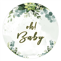 Oh Baby Licht Grün Blätter Runden Baby Dusche Hintergrund