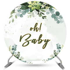 Oh Baby Licht Grün Blätter Runden Baby Dusche Hintergrund