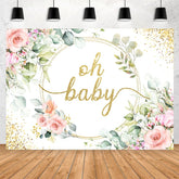 Oh Baby Rosa Blume Gold Baby Dusche Hintergrund Für Mädchen