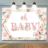 Oh Baby Rosa Rosen Und Golden babydusche Hintergrund