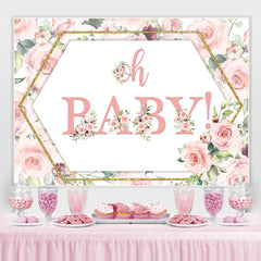 Oh Baby Rosa Rosen Und Golden babydusche Hintergrund