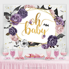 Oh Baby Lila Blumen Halloween Babydusche Hintergrund