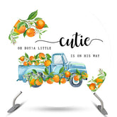 Oh Junge A Wenig Süße Ist An Sein Weg Babydusche Runden Hintergrund