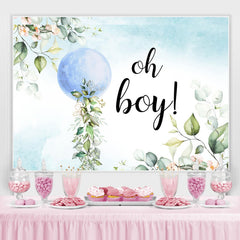 Oh Junge Blau Ball Blätter Baby Dusche Hintergrund Für Party