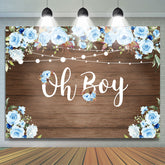 Oh Junge Blau Rosen Holz Und Beleuchtung babydusche für Junge